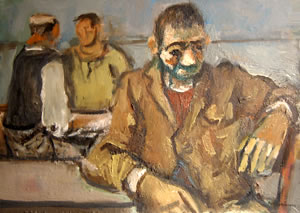 All’osteria, sd 1980, olio su tela, cm 50x70, Napoli, collezione T. Ammendola